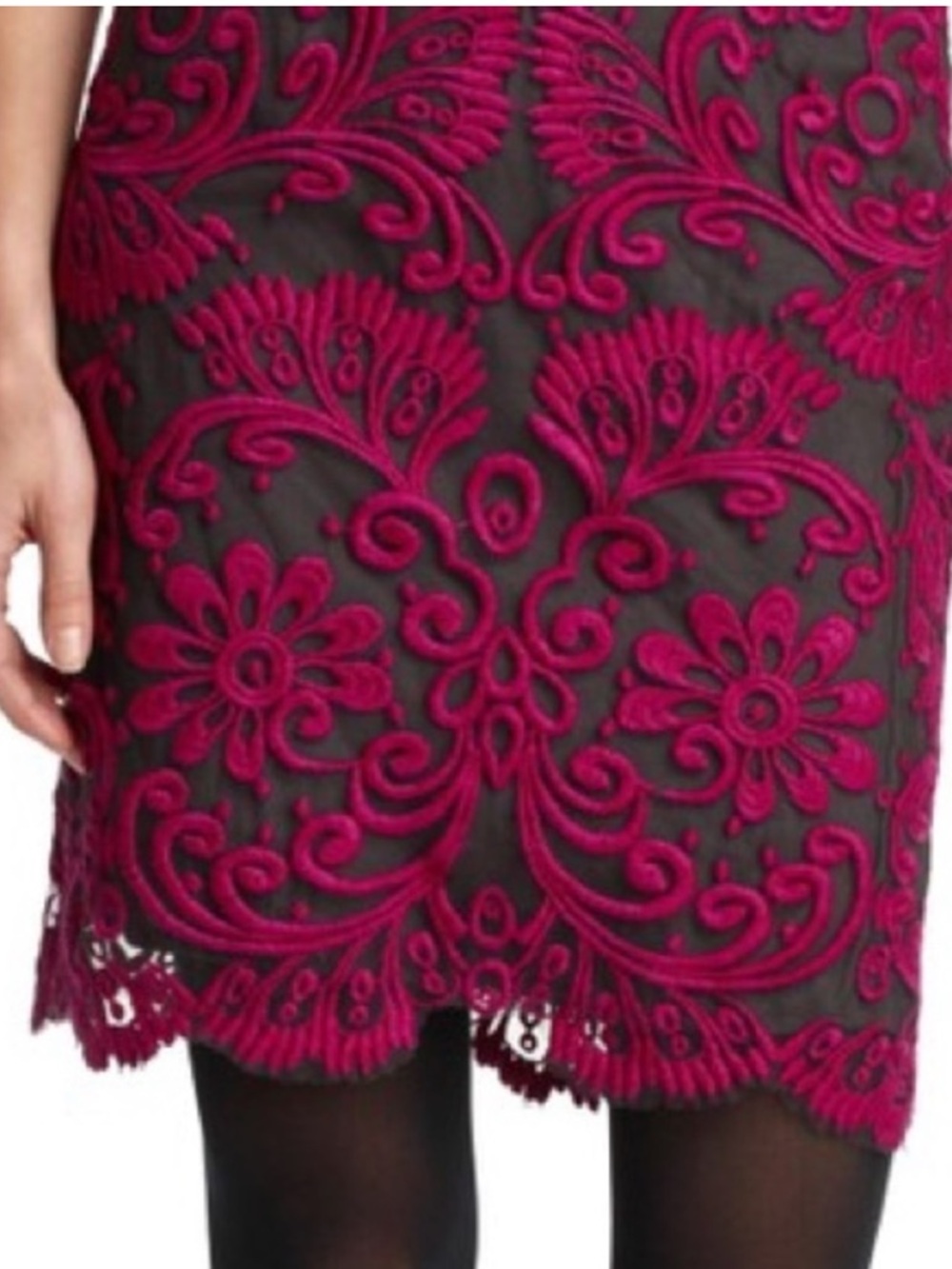 Anthropologie X Yoana Baraschi Whimsygoth Embroidered Floral Lace Overlay Skirt - Picture 3 of 10
